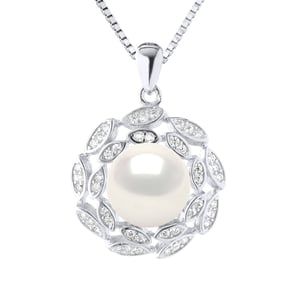 Sol Collar Pearl de agua dulce 9-10 mm Negro 925
