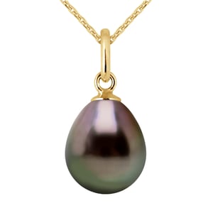 Colgante articulado perla tahitiana de 9-10 mm de oro blanco