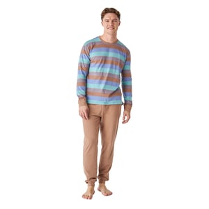 Pijama de algodón manga larga cuello redondo JJB12 hombre