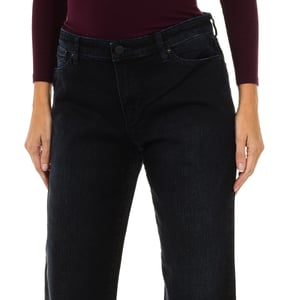 Pantalones largos tejanos con corte recto 6Y5J15-5DWPZ mujer