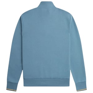 Fred Perry Sudadera con media cremallera y manga con ribete doble en azul ceniza