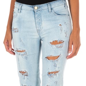 Pantalon Tejano Largo con corte del bajo recto 10DB50255 mujer