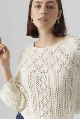 VERO MODA suéter VMGINGER de algodón orgánico crema
