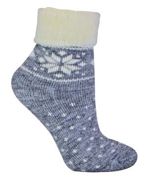 Calcetines de Cama de Lana para Mujer con Diseño Fairisle | Snob de Calcetines | Calcetines Térmicos de Salón para Invierno | Usados para Botas, Dormir, Salir al Aire Libre o como Regalo | Diseños Navideños - Gris