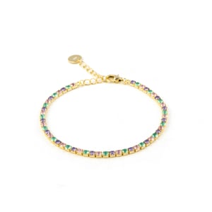 Pulsera Luxenter de Plata de Ley 925 con Circonita Multicolor acabada en oro amarillo de 18K - Tahu