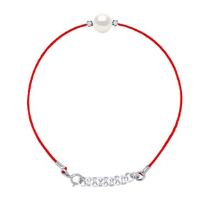 Pulsera de diamantes 0,060 CTS Pearl Natural and Cultured Round 8-9 mm Nylon Red 925