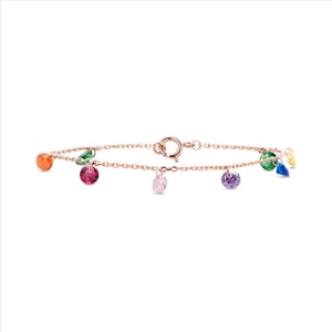 Pulsera Luxenter, Rolcon de plata de ley 925 y circonita multicolor con acabado baño oro rosa 18K
