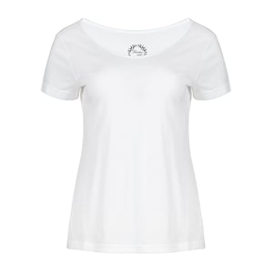 Elegante Top de Algodón Tencel con Escote Redondo