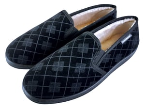DUNLOP - PANTUFLAS MOCASÍN CON SUELA RÍGIDA PARA HOMBRE FORRADAS DE FELPA Y ESPUMA VISCOELÁSTICA A CUADROS ESCOCESES