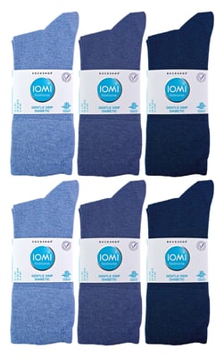 IOMI - Paquete múltiple de 12 pares de calcetines diabéticos de bambú para hombre, sin costuras y no elásticos - Azul marino