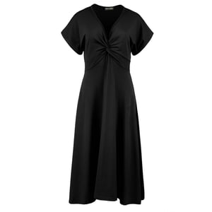 Vestido Midi de Jersey Negro con Nudo Frontal