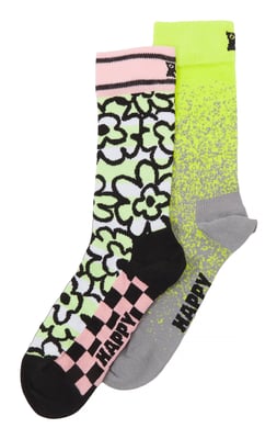 Lote de 2 calcetines de colores unisex para fiestas en caja de regalo - Amarillo