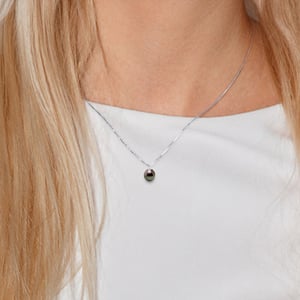 Collar colgante de perlas tahitianas 8-9 mm de pera 925