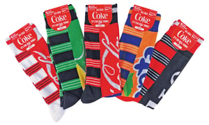 Coca Cola - Pack de 5 calcetines de algodón unisex con logotipo de la marca, divertidos y coloridos, a rayas - CM549