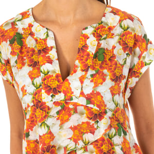 Vestido de manga corta y ancha con cuello en pico LWD008 mujer