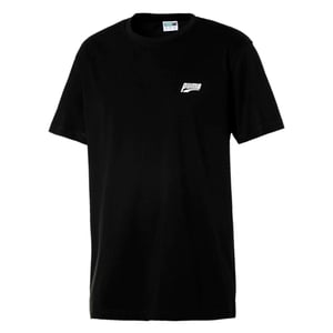 Puma múltiple logotipo gráfico camiseta de hombre negro 578158 01
