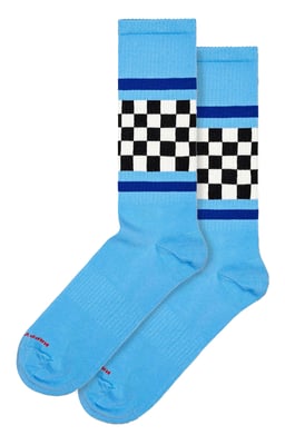 Calcetines a Rayas Verificados | Happy Socks | Calcetines con Diseño de Cuadros de Moda | Calcetines de Regalo Divertidos - Azul