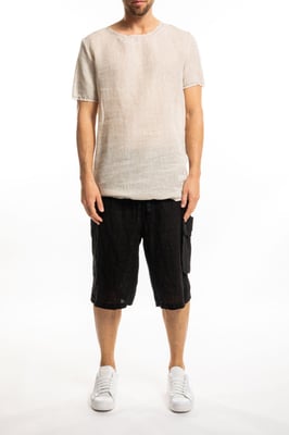 Takeshy Kurosawa Camiseta Lino Hombre Beige