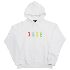 Dsquared2 veelkleurige DSQ2-logo witte hoodie