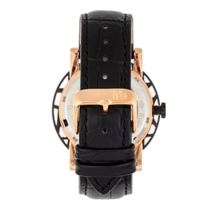 Reloj automático Reign Stavros con correa de cuero y esqueleto