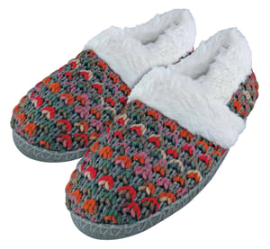 Dunlop - Ladies Cute Fluffy Plush Winter Warm Luxury Comfort Knitted House Slippers