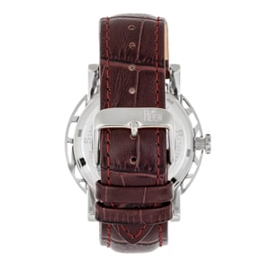 Reloj automático Reign Stavros con correa de cuero y esqueleto