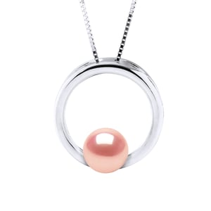 Collar círculo Pearl de agua dulce Ronda 8-9 mm White 925