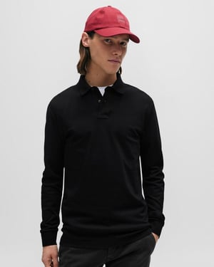 BOSS Orange Camiseta Polo de Manga Larga para Hombre de Algodón Stretch con Parche de Logo NOS