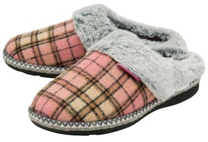 Dunlop - Ladies Cute Cosy Plush Memory Foam Knitted Slippers With Open Back Mules