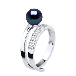 Ring Rush Ajustable Pearl de agua dulce Ronda 7-8 mm Joyería de oro 925