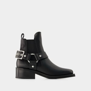 Botines Biker Chelsea - Ganni - Piel - Negro