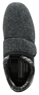Pantuflas de Velcro para Hombre | Dunlop | Memory Foam | Orthapedic | Easy Close | House Bedroom Indoor - Charcoal