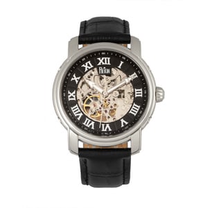 Reloj automático Reign Kahn con correa de cuero y esqueleto