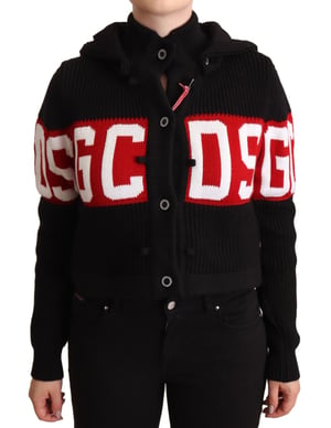 Chaqueta Cárdigan de Logo con Botones y Capucha de Cachemira Negra para Mujer de GCDS