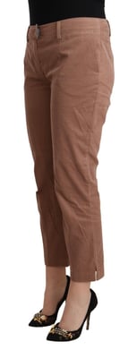 Pantalones recortados de algodón marrón ajustados de mujer Costume National