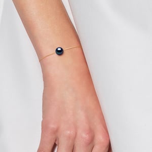Pulsera Pearl cultivada Agua dulce de 8-9 mm Negro Venecian Yellow Gold