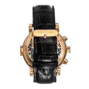 Reloj Heritor automático Legacy con correa de cuero y día/fecha