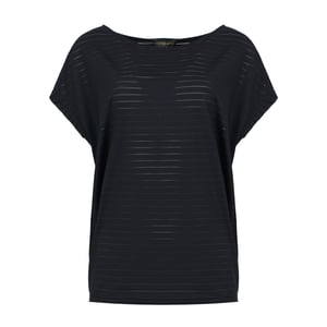 Top Negro Oversized de Verano para Mujer con Rayas Transparentes