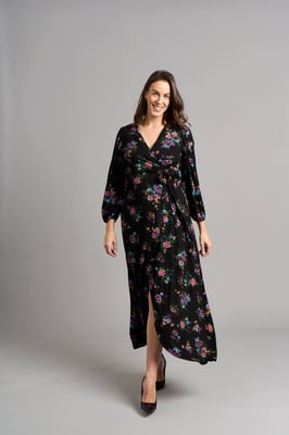 Tamzin Vestido Floral - Negro