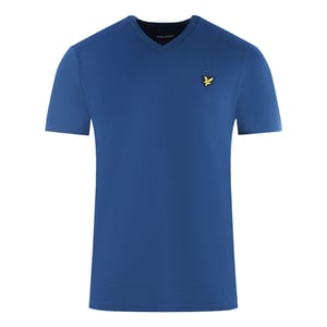 Lyle & Scott Brand Logo camiseta azul con cuello en V