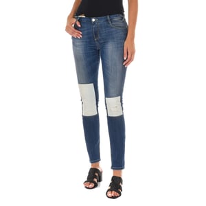 Pantalon Tejano Largo efecto gastado con bajos de corte estrecho 10DB50350 mujer