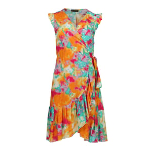 Vestido Envolvente Vibrante con Bajo Volante - Multicolor