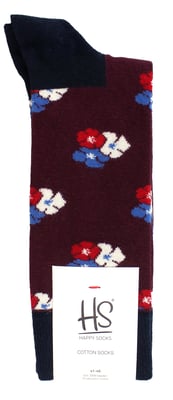 HS by Happy Socks - Pack de 3 Calcetines de Vestir Clásicos Flor - Flor (Borgoña)
