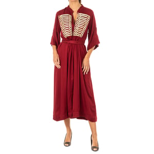 Vestido mangas anchas 3/4 con cuello estilo mao LWDG30 mujer
