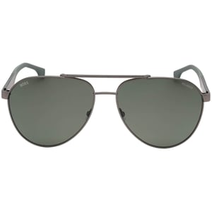 Gafas de sol Hugo Boss con lentes polarizados gris verdoso y acabado mate en rutenio.