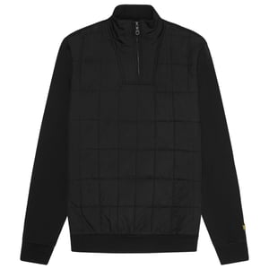 Sudadera negra acolchada híbrida con media cremallera de Lyle & Scott