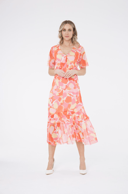 Vestido grande de malla con estampado floral
