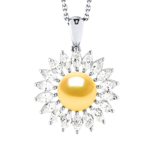 Sol Collar Joyas de perlas de agua dulce 8-9 mm White 925