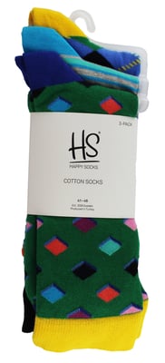 HS by Happy Socks - Pack de 3 Calcetines de Vestir Divertidos - Diamante (Verde)