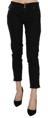 Pantalones de mezclilla casuales cortos de cintura media negros para mujer John Galliano